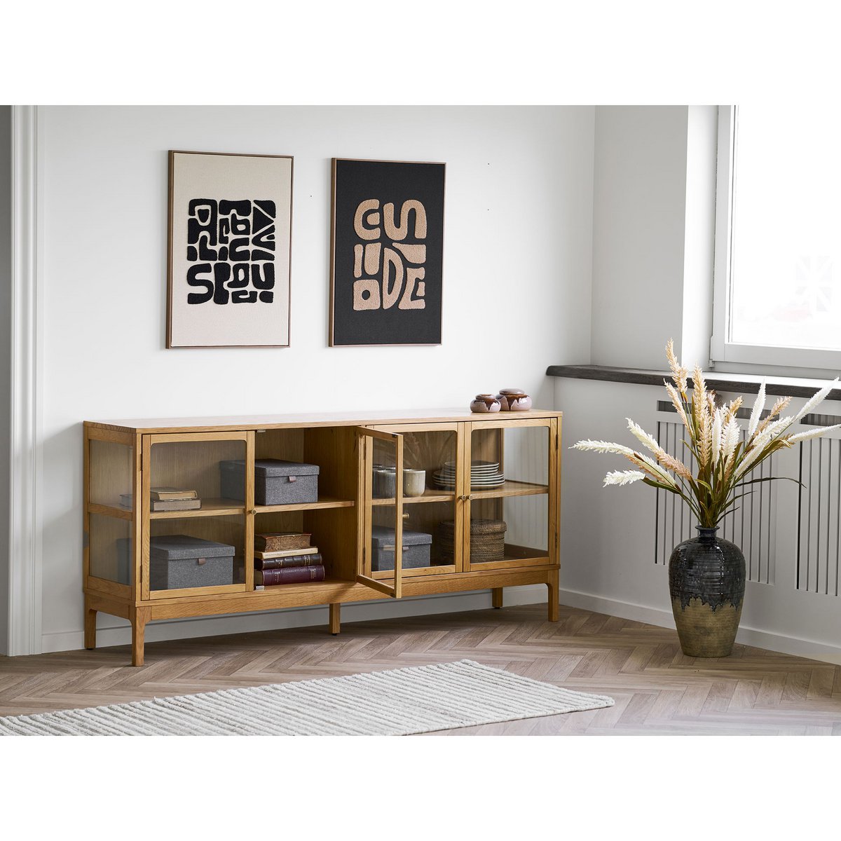 Tine Tufted wanddecoratie, zwart/bruin, 50x70 cm