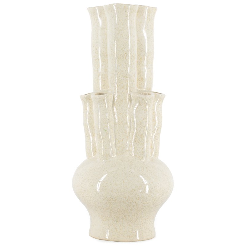 Aardewerk tulpenvaas beige